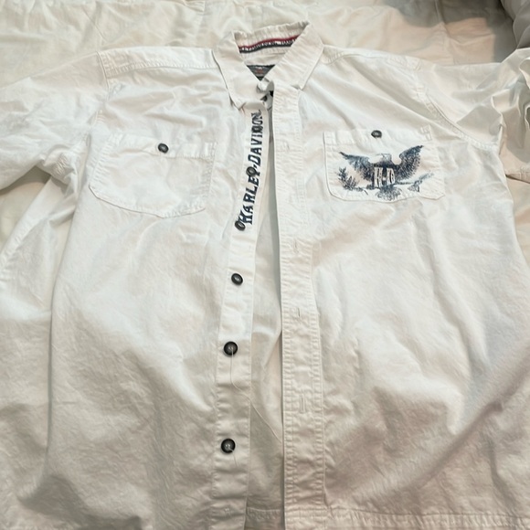 Harley Davidson white size Large button down shirt - Picture 1 of 6